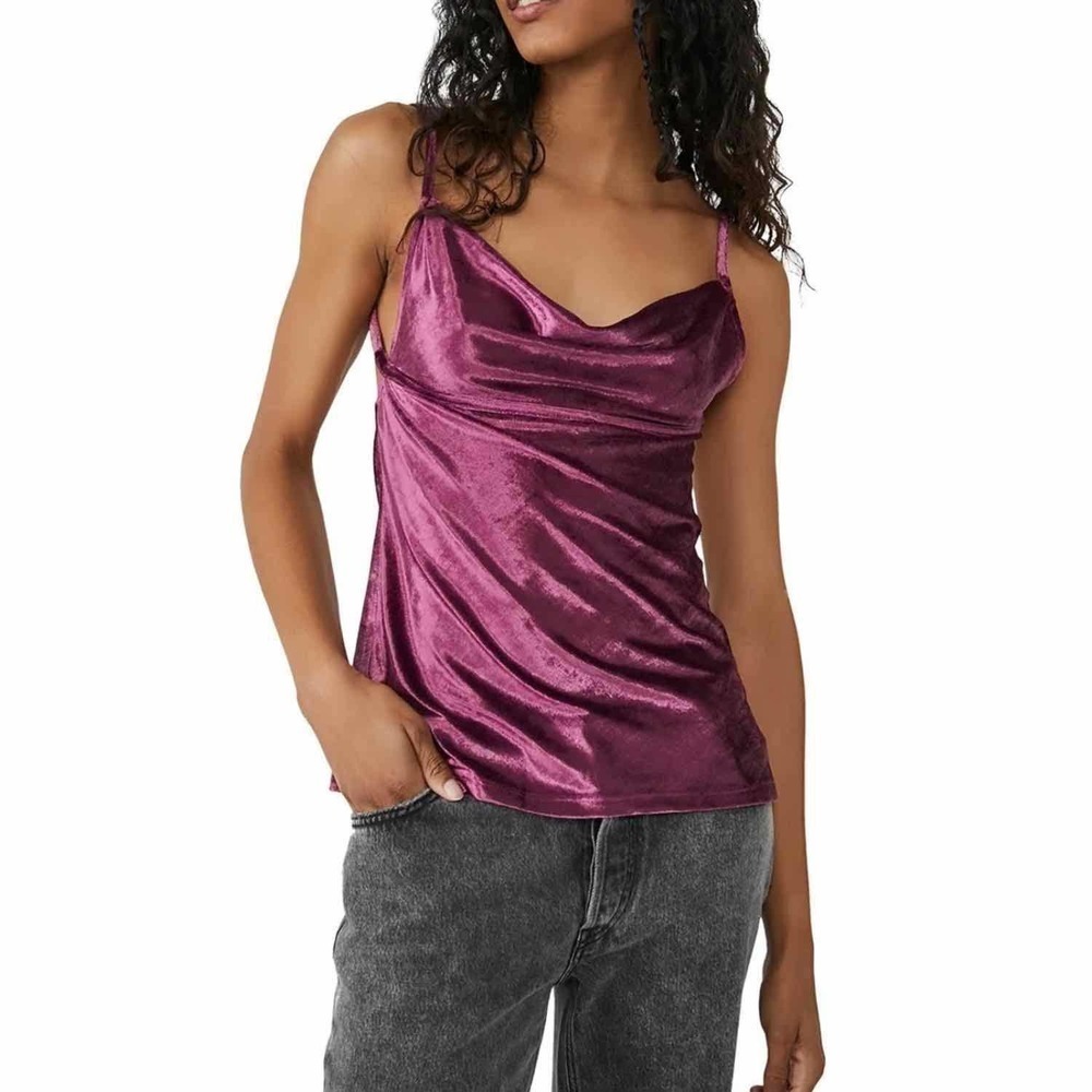 Free People All Night Velvet Tunic Cami Fig Jam